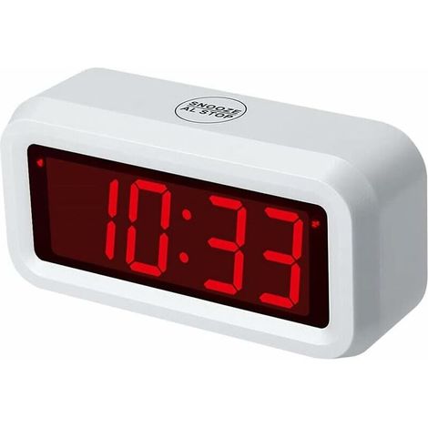 Digital desk clock with large 1.2" battery-powered display (white) (1/5)