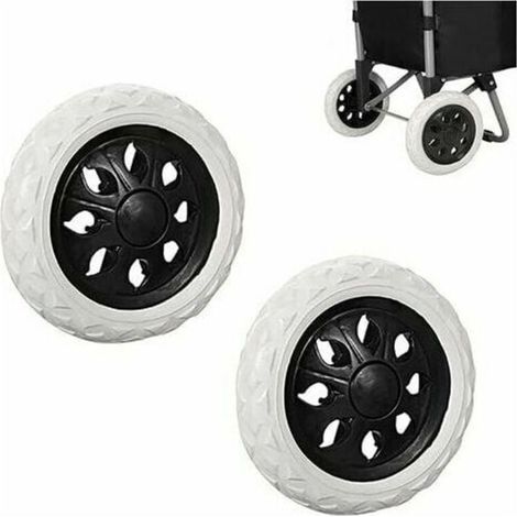 Keyoung – Ruote in gomma per carrello della spesa in 2 pezzi – Ruote in plastica con imbottitura in schiuma – 3,5D x 16W x 16H cm – Cuscinetti silenziosi per carrelli (1/5)
