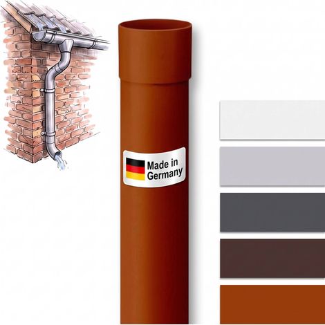 Tuyau de descente PVC-U 100 cm – Diamètre 75 mm – Résistant aux intempéries – Installation facile par emboîtement – 1 pièce, brun