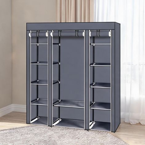 SunJet Penderie portable avec étagères, 147x44x174 cm, grise - Réf. BTLMVCXO26DU