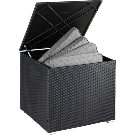 Contenitore da esterno in rattan, nero, 75x75x70 cm, resistente alle intemperie (1/5)