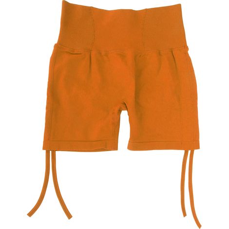 Shorty yoga taille haute élastique sans couture, ajusté respirant avec cordon de serrage - Orange Taille M (1/5)