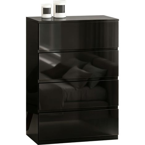 HOMCOM Bedroom Chest of Drawers, 4 Drawers Dresser, Drawer Unit, Black (1/5)