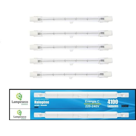 Lampesecoenergie – Lot de 5 ampoules halogène linéaire R7s 300W dimmable – lumière chaude 2800K – 4100 lumens – pour éclairage intérieur