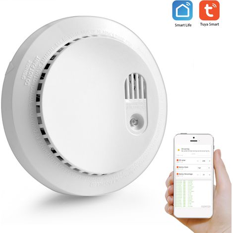 WLAN-Kohlenmonoxid- und Rauchmelder, Sicherheitsalarmanlage, 85 dB lauter Alarm, Benachrichtigungen über SmartLife Tuya, Fernbedienung