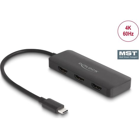 delock 88040 Splitter USB Type-C Schwarz 3 Ports HDMI