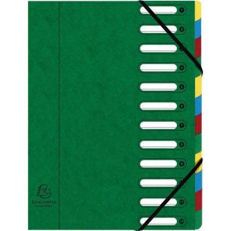 EXACOMPTA Ordnungsmappe Exacompta Harmonika® DIN A4 225g/m² Colorspankarton Farbe: grün Farbe desFächerblocks: mehrfarbig 12 Fächer (1/5)