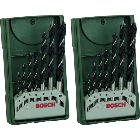 Kit de forets à bois hélicoïdaux Mini-X-Line pour bois tendre et dur, Ø 3-10 mm, accessoires perceuse-visseuse et support de perçage, Lot de 2 (1/5)