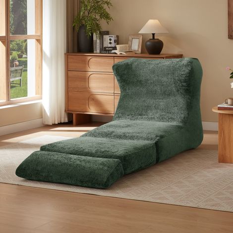 Fauteuil convertible en méridienne, design tendance et forme unique, pour salon et chambre, confortable et pratique, dimensions 118x90x86cm - Vert (1/5)