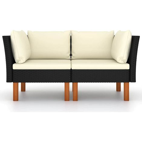 Maison Exclusive - Poltrone Angolari 2 pz Polyrattan e Legno Massello di Eucalipto