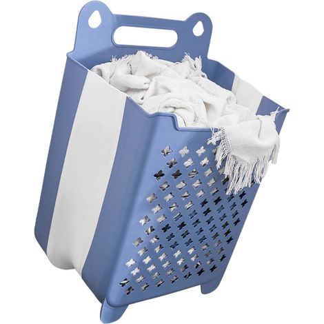 Panier à linge mural pliable grande capacité, bleu XL (1/4)