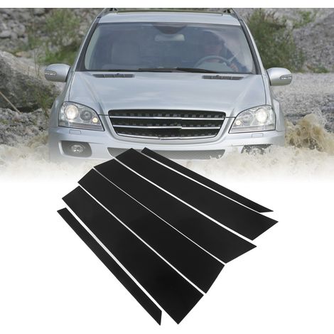 Set mit 6 glänzend schwarzen 4D-Polycarbonat-Fensterrahmenaufklebern, Spiegelglanz, passend für Mercedes-Benz ML-Klasse W164 (2006-2011). (1/5)