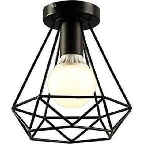 Plafonnier Industriel - Métal Noir - Cage Carrée - 20 cm - E27 - Pour Couloir Salon Salle À Manger Chambre - 2 Pièces (1/4)