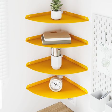 vidaXL Étagère flottante 4 pcs Jaune moutarde 30 x 30 x 2 cm