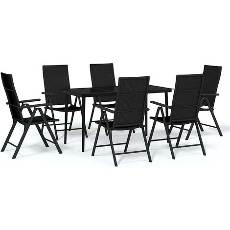 Maison Exclusive - 7-tlg. Garten-Essgruppe Schwarz