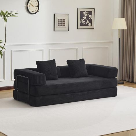 4-in-1 Schlafsofa aus Cord, faltbares 2-Sitzer Sofa mit Bettfunktion, ideal für kleine Räume