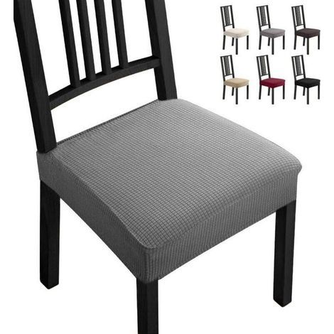 Housses de chaise universelles en spandex gris – Lot de 4, lavables et extensibles, idéales pour chaises de salle à manger (1/4)