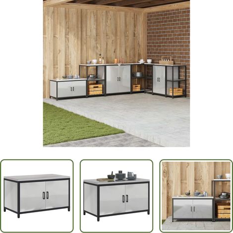 Stauraum - Küchenaufbewahrung mit Regal Silber 60 x 50 x 92 cm Stahl (1/5)