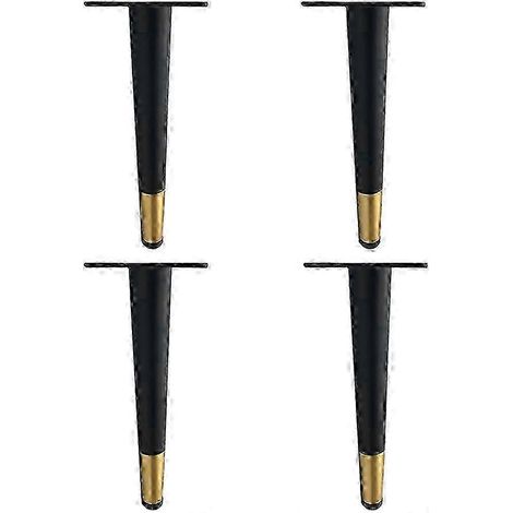 Ensemble de 4 pieds de meuble réglables, pieds de remplacement de meubles inclinés noirs et dorés, adaptés aux tables et armoires de 26 à 27 pouces (30 cm/11,8 pouces), fuselés. (1/5)