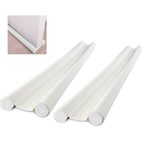 2 pièces Boudin de Porte Double Isolant 96 cm, Bas de Porte Asolation Anti Froid Lavable et Durable Anti Bruit Insect, Boudin Porte Blanc Bâton en Mousse Inséré Découpable Blanc