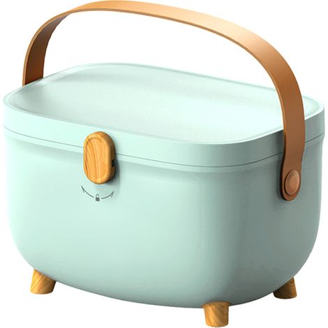 Boîte de rangement de médicaments ovale, Double couche, organisateur multi-compartiments de grande capacité pour la maison, dortoir, vert clair (1/5)