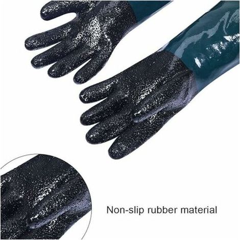 Guantes de goma para chorro de arena, longitud: 60 cm, abrasivos. Guantes para cabinas de chorro de arena. Guantes de trabajo para máquinas de chorro de arena. (1/3)