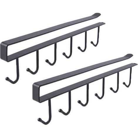 2 supports suspendus pour tasses - Crochets de tasse - Support de rangement - Rail de cuisine - Organisateur de cuisine - Porte-tasses - Suspension (1/5)