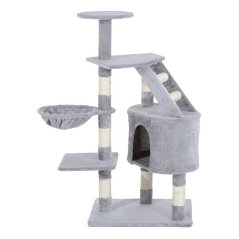 Indoor Cat Tree with Scratching Post and Climbing Activity Center for Kittens, 125cm Pet Furniture in Grey (1/5)