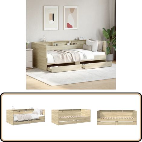 Tagesbett mit Schubladen ohne Matratze Sonoma-Eiche 100x200 cm - Schlafsofa - Daybed - Gästebett - Doppelbett - Bettkasten