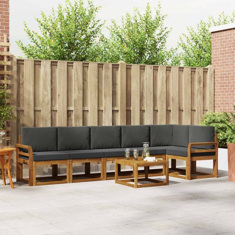 Outdoor-Sofagarnitur mit Kissen 7 pcs Natur und Anthrazit