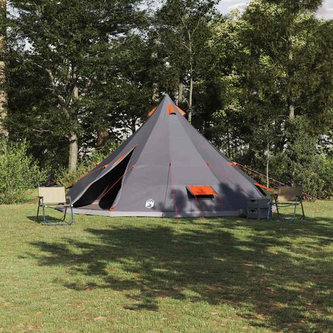 vidaXL Carpa Tipi con techo Gris y naranja 560 x 560 x 300 cm tafetán (1/5)