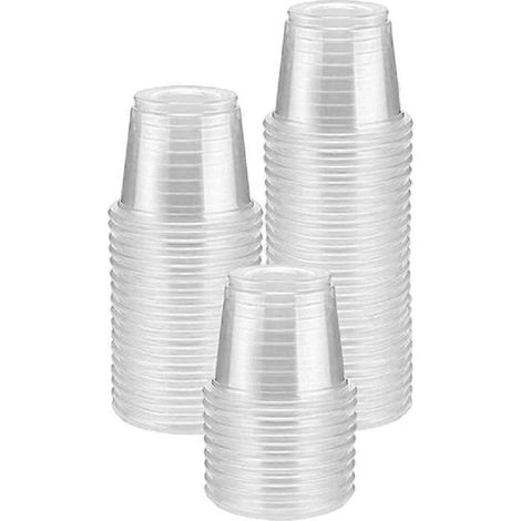 Lot de 200 petits gobelets transparents en plastique (20 ml 370 x 370 x 320 cm) pour dégustation de condiments. (1/2)