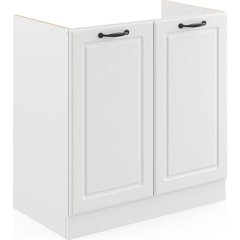 Spülenunterschrank R-Line, Weiß Landhaus, 80 cm ohne Arbeitsplatte, Vicco