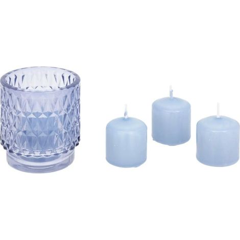 Coffret Photophore & 4 Bougies "Oudy" 8cm Violet (1/4)