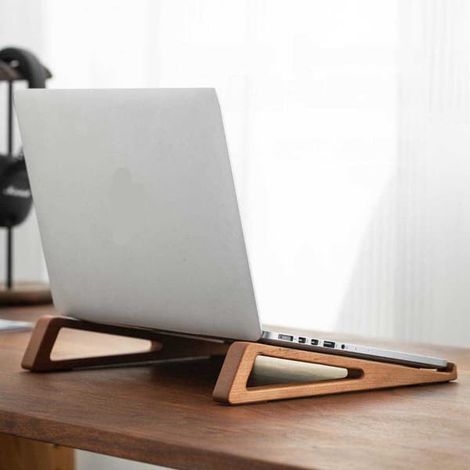 Support portable pour ordinateur portable en bambou et bois, support portable en bois pour tablette/ordinateur portable avec étui de transport, support de voyage compact pour ordinateur portable (1/3)