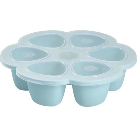 BEABA Multiportions en silicone de qualité premium, résistance thermique, couvercle hermétique, Fabriqué en Italie, 6x90 ml (1/3)