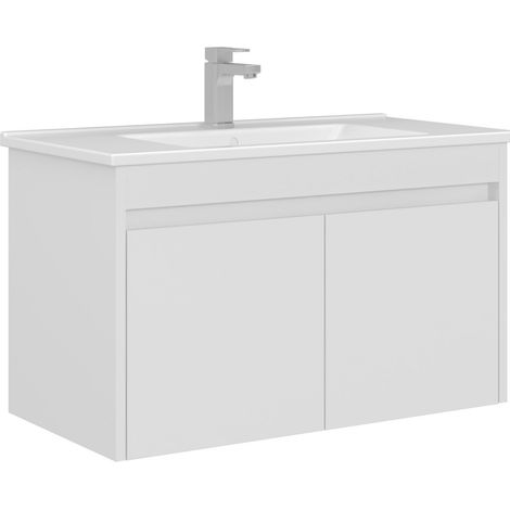 Waschtischunterschrank "Arno 85" – 85 x 45 x 52 cm – Weiß (1/3)