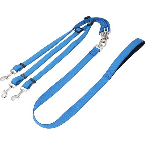 GARRYFIZH ‌Laisse triple fonction pour chien - Nylon épais bleu, poignée rembourrée, réglable - Marche/entraînement‌