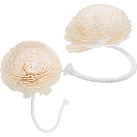 Lot de 2 Diffuseurs de Parfum en Fleurs Artificielles Délicates Têtes Remplaçables en Corde de Coton et Tiges Naturelles Diffuseur Floral pour Huiles Essentielles Décoration (1/5)