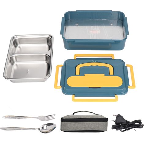 Boîte repas chauffante 1,5 L ABS acier inoxydable étanche avec couverts et sac, fiche EU 220V (1/5)