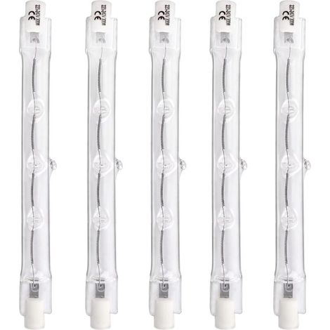Ampoules Halogènes Linéaires R7s 118mm 300W, Dimmable Blanc Chaud 2700K 4500LM, 220V Projecteur à Double extrémité R7s pour Plafonniers, Éclairage paysager, Lumière de travail de sécurité, 5 pièces