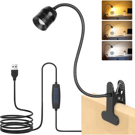 Lampada con morsetto e braccio flessibile a 360°, con 3 temperature di colore e 10 livelli di luminosità. (1/4)