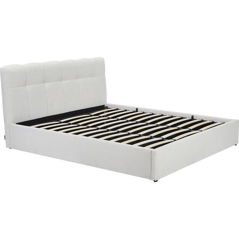 Lit coffre 180 x 200 cm - Tissu bouclette - Blanc - MAZIRI (1/5)