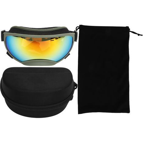 Lunettes de soleil chien grande taille UV protection anti-vent ski voyage extérieur monture vert armée verres rouges (1/5)