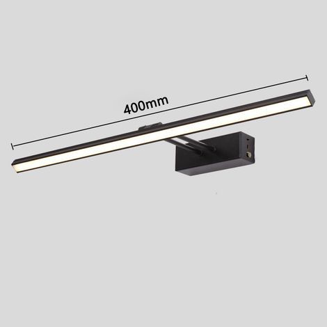 Applique murale LED pour miroir de salle de bain 40 cm, 5 W, 565 lumens, étanche, rotative à 180°, télécommande, noir (1/3)