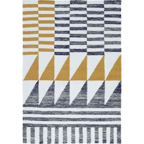 Tapis de sol en Laine et coton à motifs géométriques AKSEL