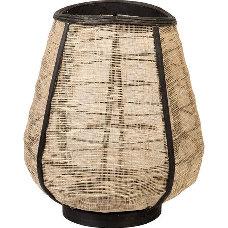 Bambuslaterne - Naturleinen - Schwarz 33X33X39,5 Cm (1/5)
