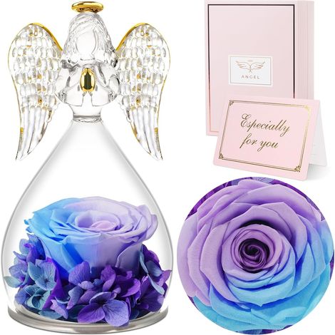 Rose Eternelle Cadeau Femme, Fleur Eternelle avec Ange Figurine, Cadeau Anniversaire Femme, Ange Rose Eternelle pour Maman, Cadeaux Mamie, Cadeaux Noel, Saint Valentin, Fete des Meres (1/5)