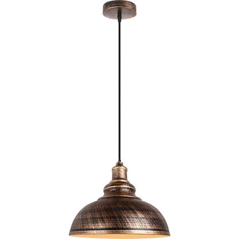 – Suspension luminaire industrielle vintage E27 29cm – Abat-jour métal bronze – Pour espaces cosy et bureaux – Ampoule 60W non incluse (1/5)