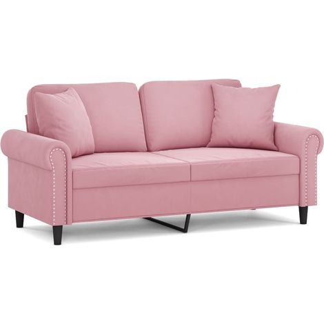 Maison Exclusive - Sofá de 2 plazas con cojines terciopelo rosa 1